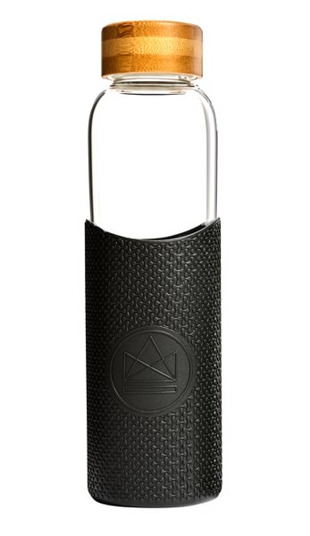 Neon Kactus - Glass Water Bottle 550ml  - Rock Star - Black