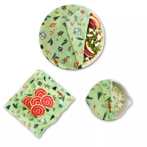 [3010-HO-3PK] Bee's Wrap 3-pack Assorted Holiday Buzz (Christmas)