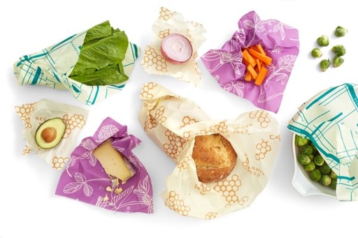 [EUVP0007] Bee's wrap Variety Pack 7PK (honeycomb, mimi's purple, geometric)